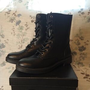 Brand New w/box SM New York "Lila" Black Combat Boots w/ 1 inch heel Goth Grunge